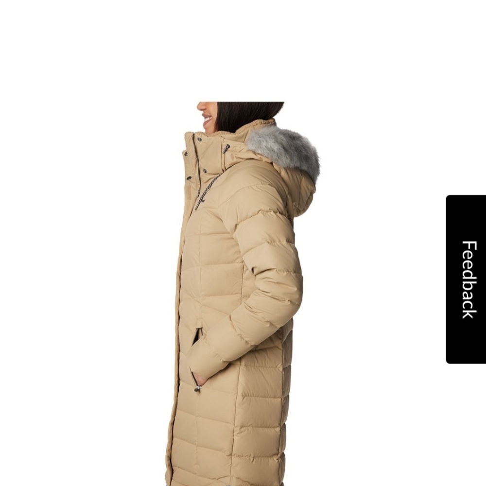 Columbia Women's Beige Puffer Jacket with Faux Fur Hood